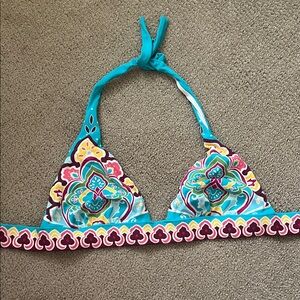 Victorias Secret Colorful Turquoise Patterned Bikini Top